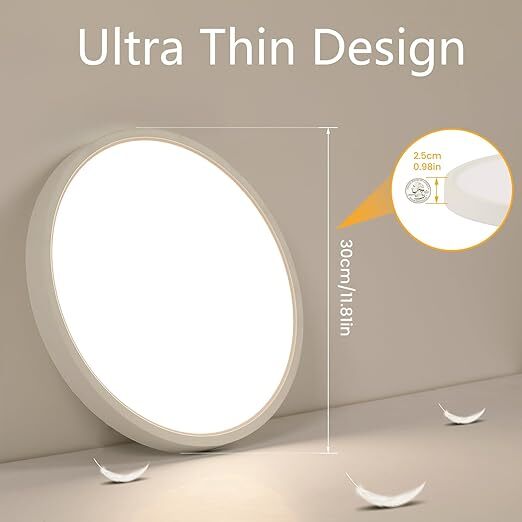 Ceiling Light - White Plastic Frame, Warm Light