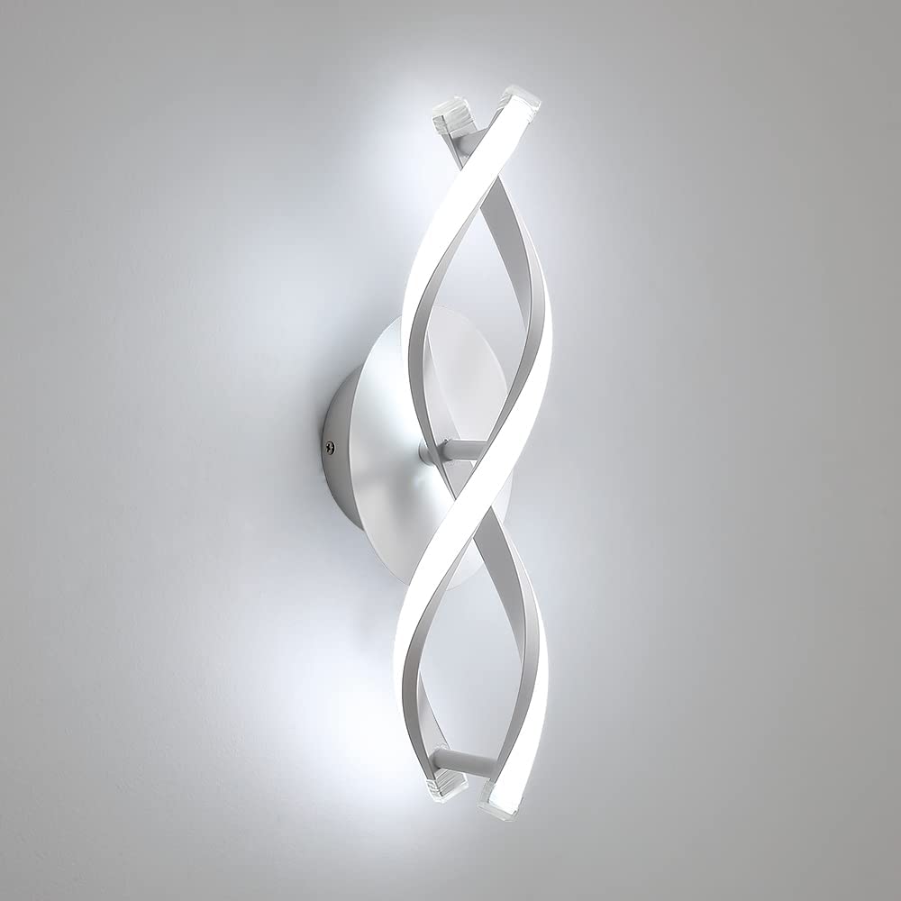 Comely Applique Murale Interieur, LED Lampe Murale Moderne 16W 1800LM, Cool White 6500k, Design incurvée Appliques pour Chambre à Coucher Escalier Salon,3-6m²