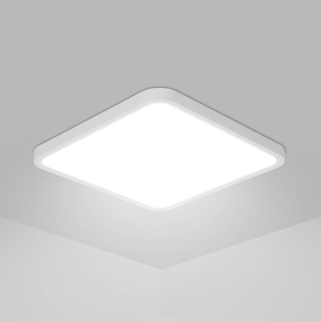 Ceiling Light - White Plastic Frame, White Light