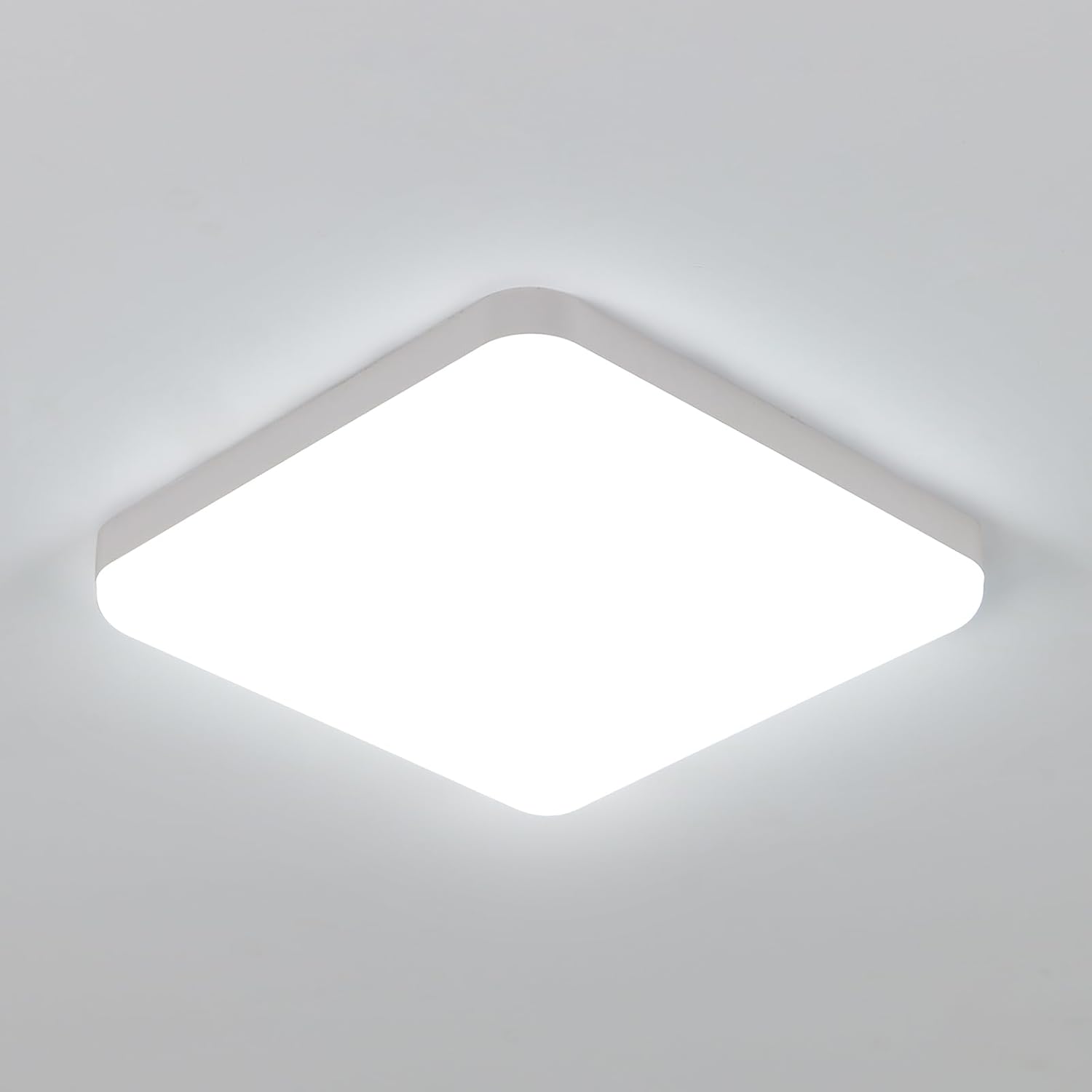 Ceiling Light - White Plastic Frame, White Light