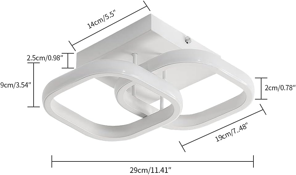 Comely Lot de 2 Plafonniers LED Modernes, 24W 2700LM Petit Plafonnier LED Carré Blanc Froid 6500K Luminaires Intérieur pour Chambre Salon Allée Couloir Balcon Escalier Entrée