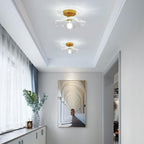 Comely Plafonnier de couloir, E27 Lampe de plafond en forme de fleur, petit or Luminaire Plafonnier en verre transparent, diamètre 28cm, ampoule non incluse