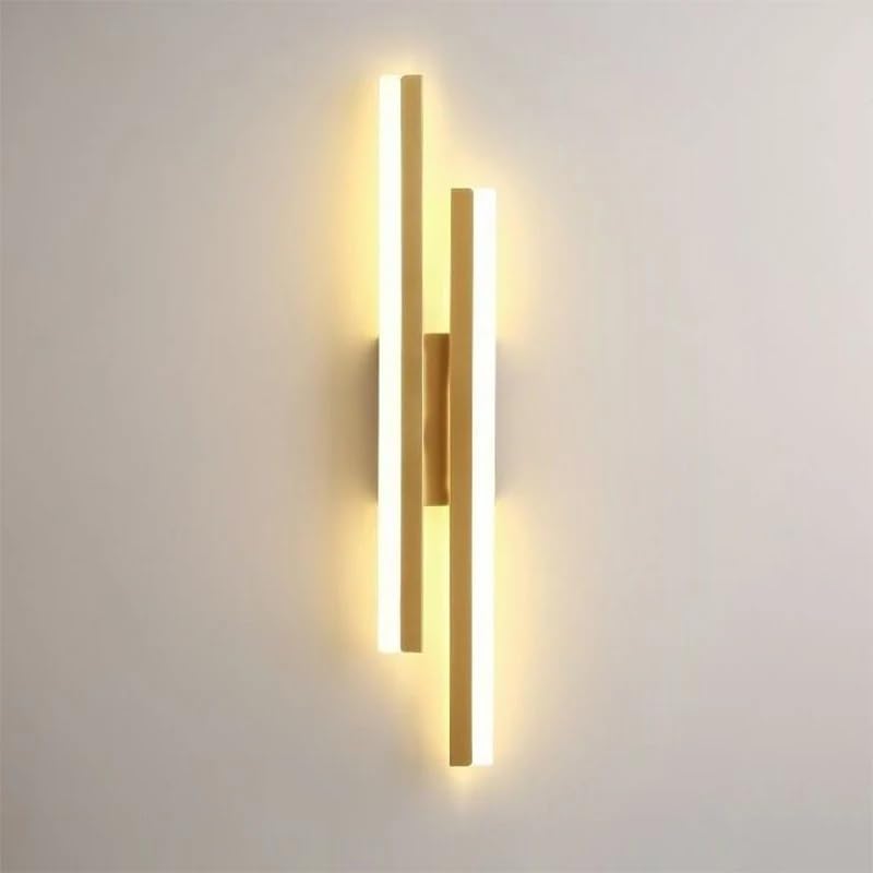 Comely Moderne LED Wandleuchte, 16W 1800LM Innen Wandlampe Gold, Linie LED Wandbeleuchtung Warmes Wei? 3000K f¨¹r Schlafzimmer, Wohnzimmer, Flur, Treppe