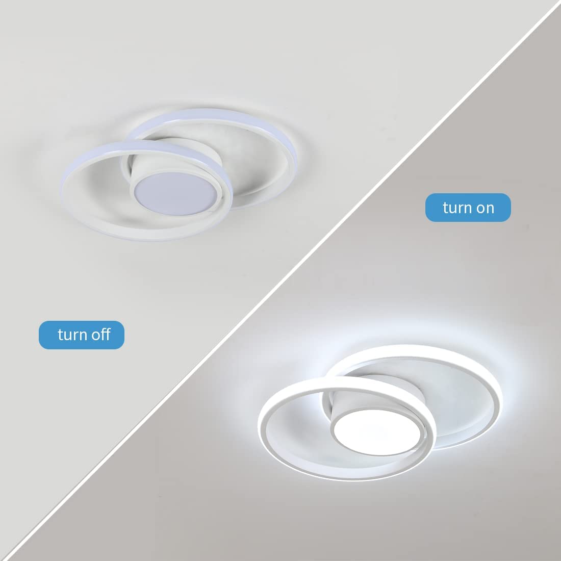 Ceiling Light - White Metal Frame, White Light