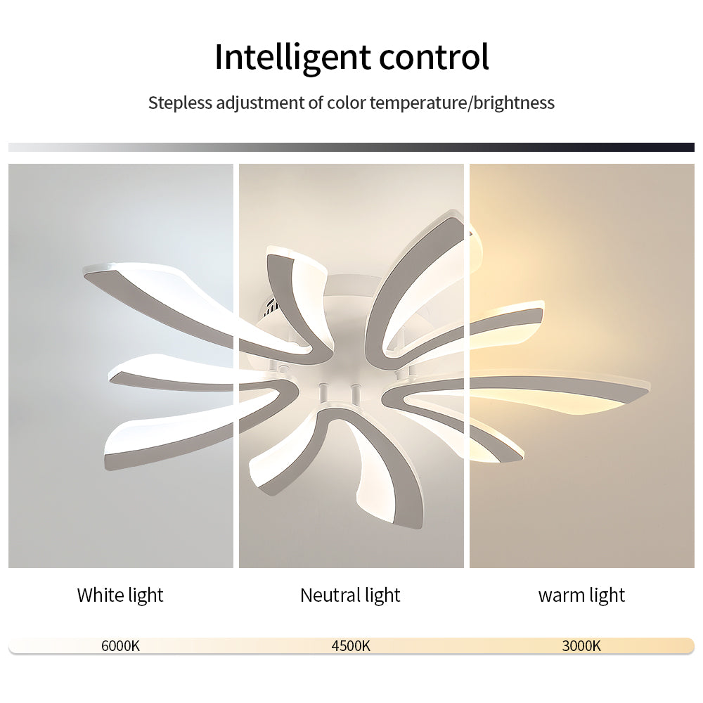 Comely Plafonnier LED Dimmable, Luminaire Plafonnier Salon Télécommande, 48W 5400LM 3000k-6500k Dia 70cm Lampe de Plafond per Chambre Salle à manger, Blanc