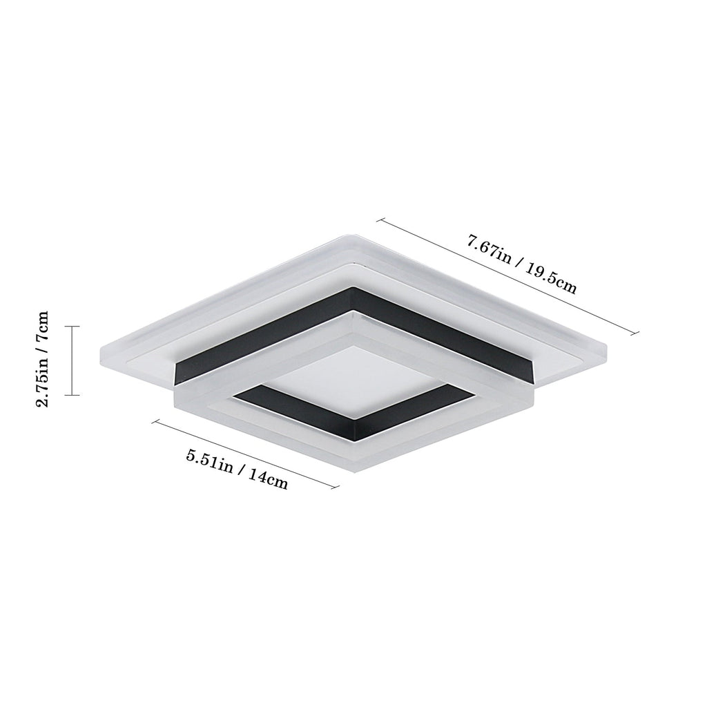 Ceiling Light - Black & White Acrylic Frame, White Light
