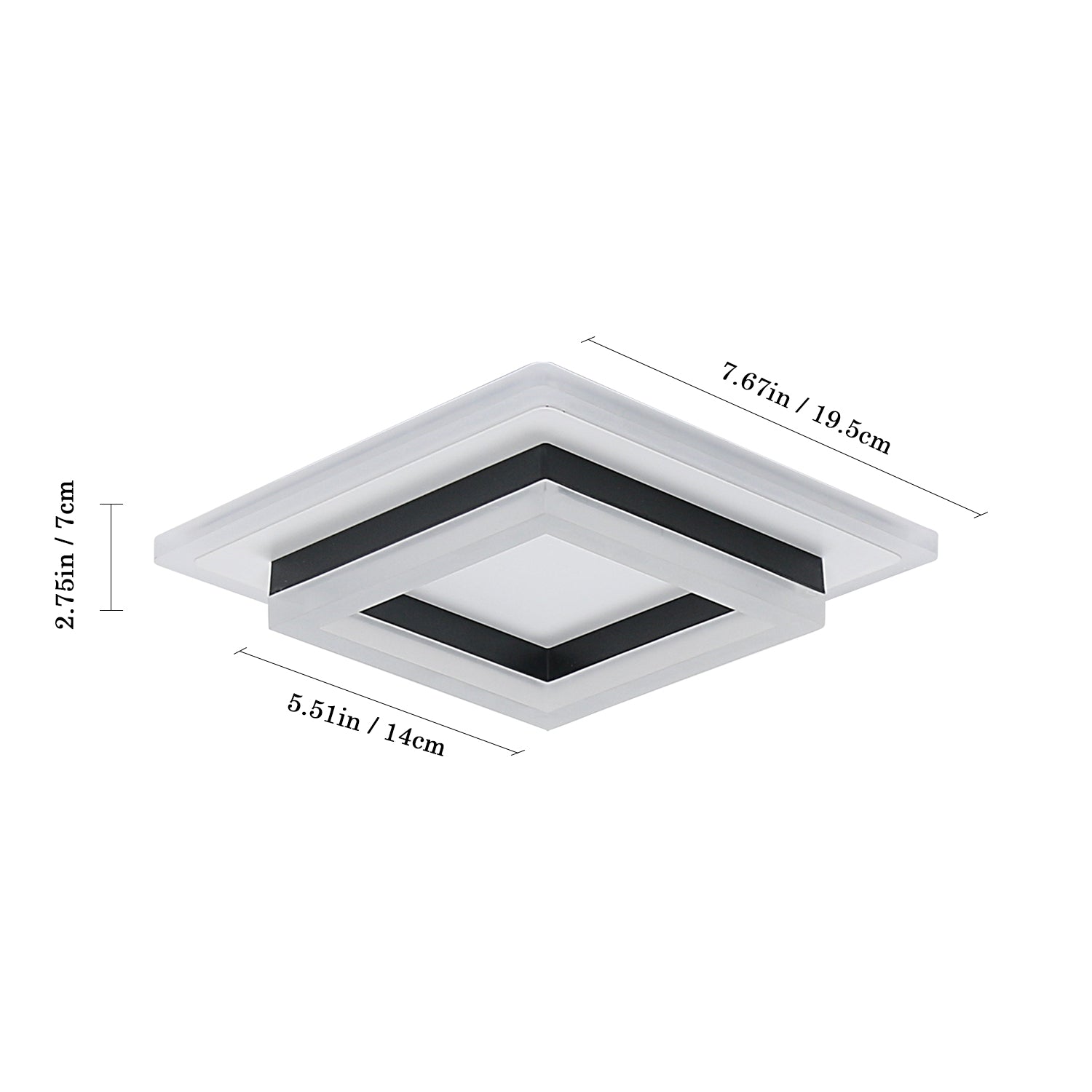 Ceiling Light - Black & White Acrylic Frame, White Light
