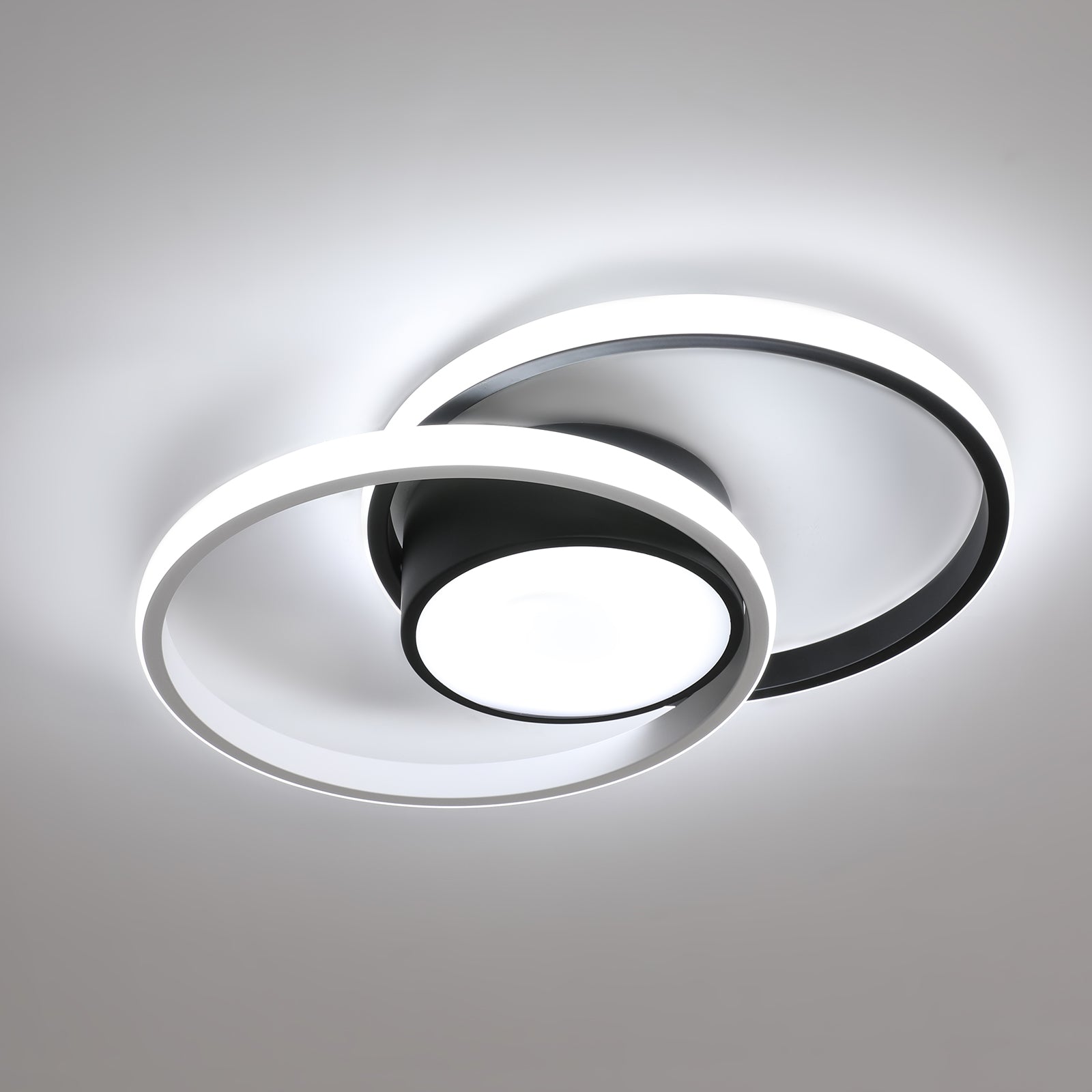 Ceiling Light - Black & White Metal Frame, White Light