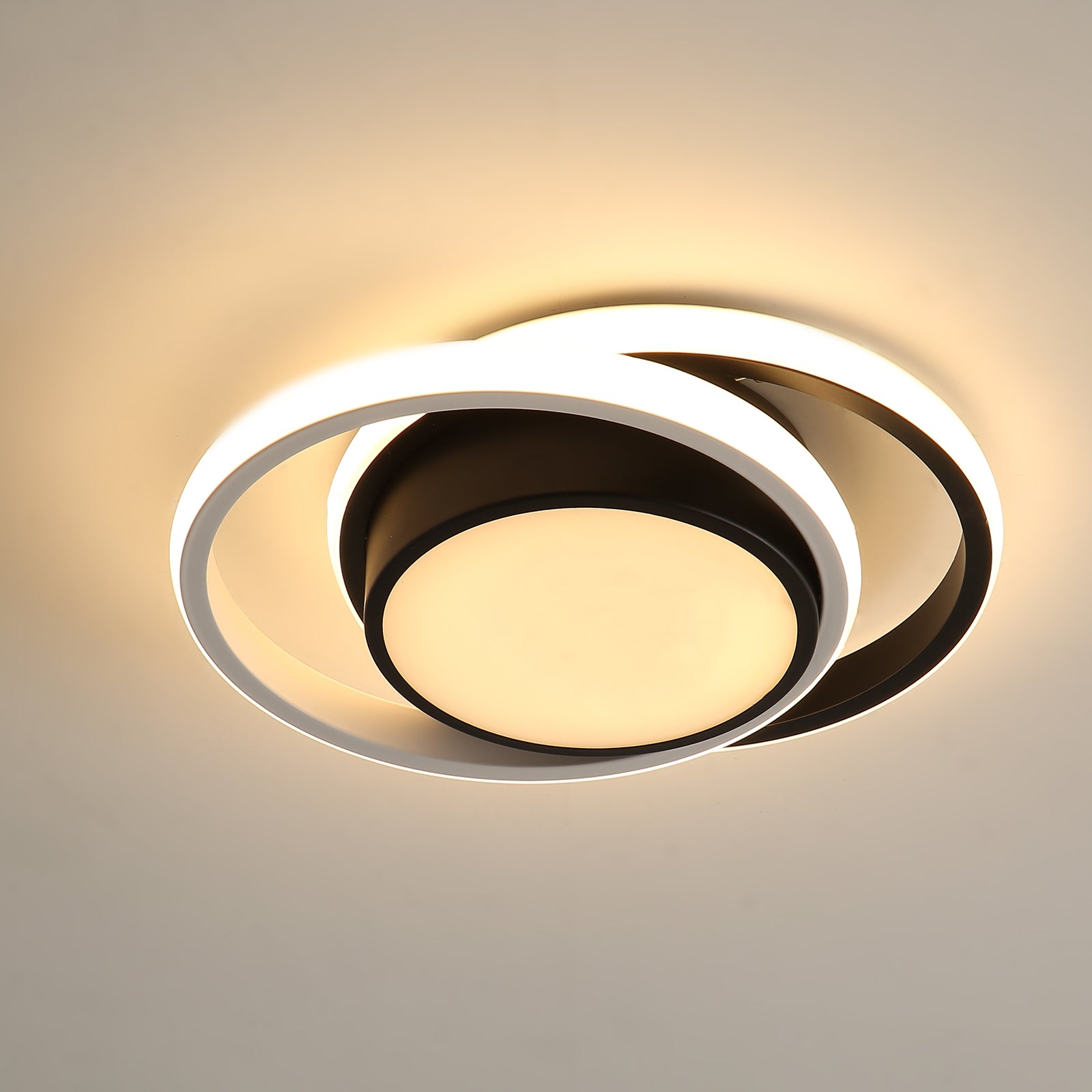 Ceiling Light - Black & White Aluminium Frame, Warm Light