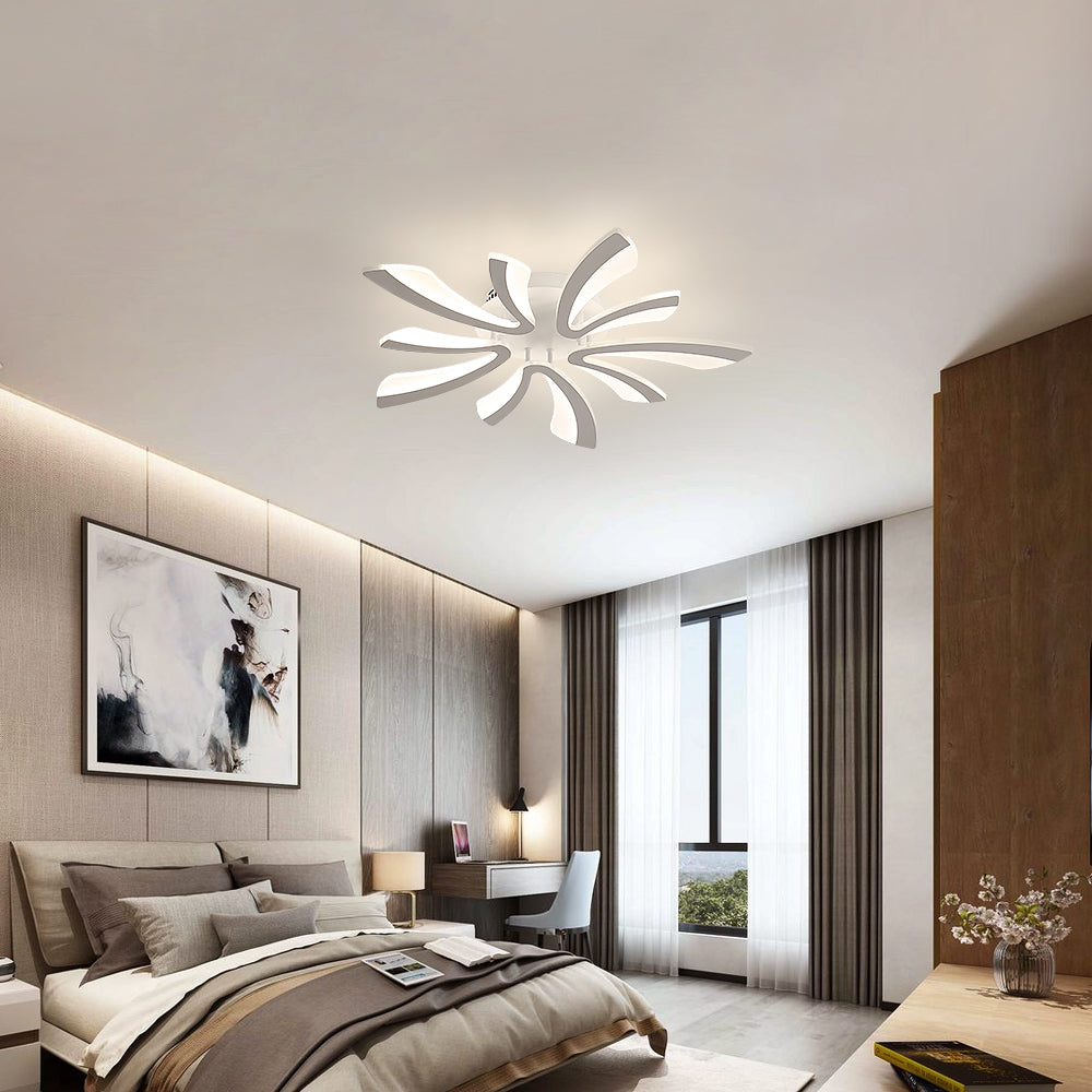 Comely Plafonnier LED Dimmable, Luminaire Plafonnier Salon Télécommande, 48W 5400LM 3000k-6500k Dia 70cm Lampe de Plafond per Chambre Salle à manger, Blanc