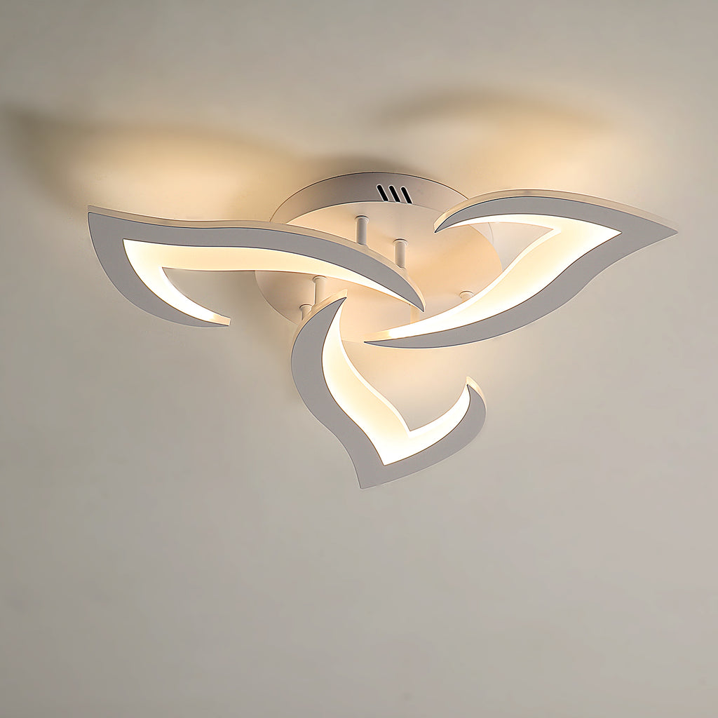 Comely Plafonnier LED, Luminaire Plafonnier 58cm 36W, Lustre Salon Moderne, Lampe de Plafond de Pétale pour Salon Chambre Cuisine Salle à Manger, Lumière Blanche Chaude 3000K, Blanc