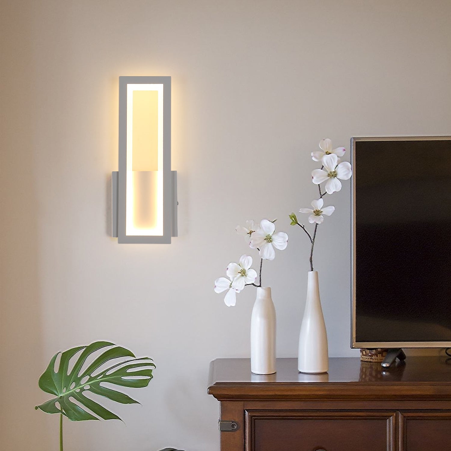Wall Light - White Acrylic Frame, Warm Light