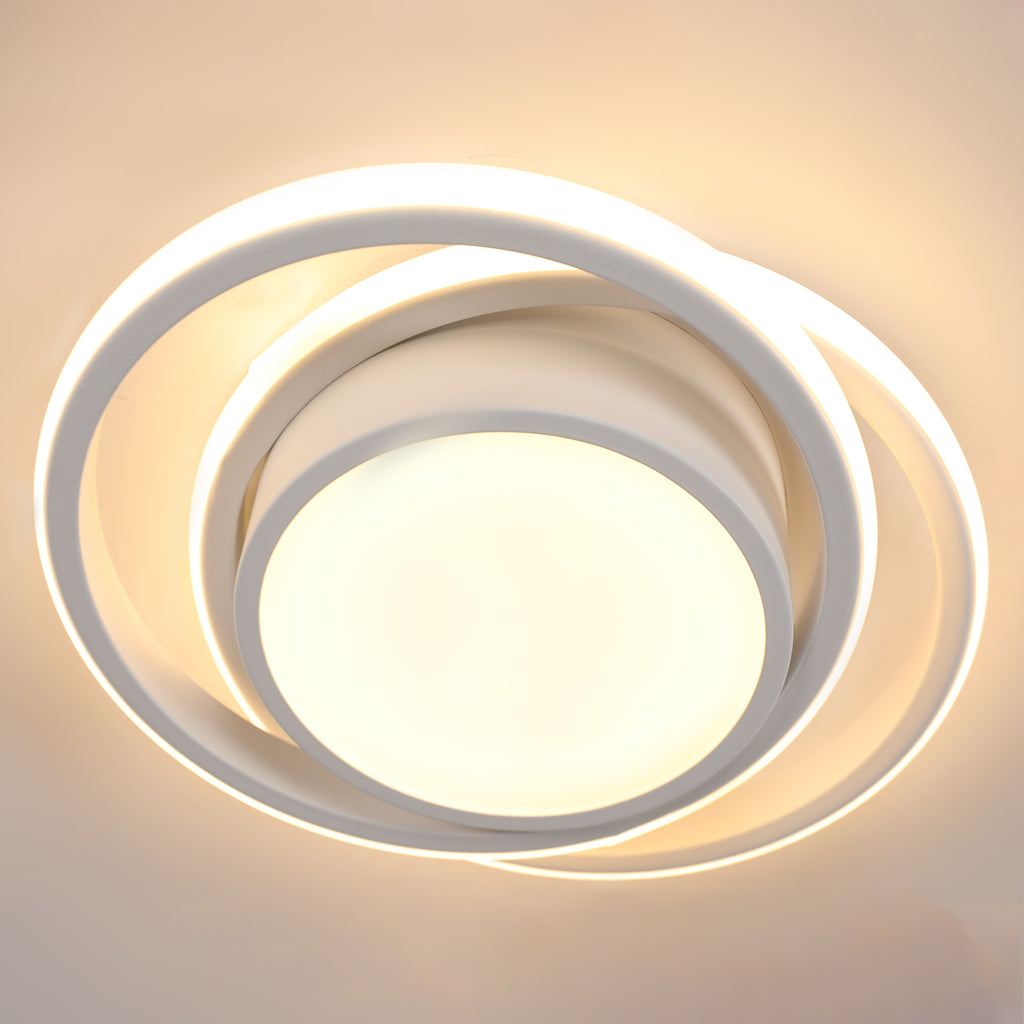 Comely 2 Pièces Plafonniers LED Moderne pour Chambre, Cuisine, Couloir, 32W 2350LM Luminaire Plafond, Rond Lampe LED Plafond, Lumière Chaude 3000K, Diamètre 28cm, Blanc