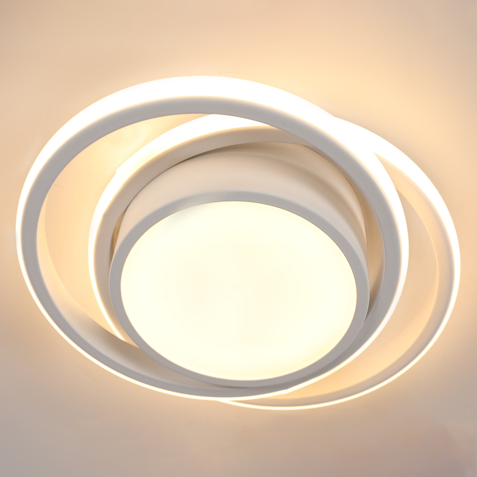Comely 2 Pièces Plafonniers LED Moderne pour Chambre, Cuisine, Couloir, 32W 2350LM Luminaire Plafond, Rond Lampe LED Plafond, Lumière Chaude 3000K, Diamètre 28cm, Blanc