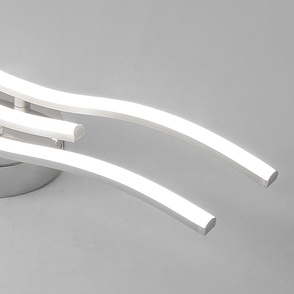 Comely Plafonnier Moderne, Argenté Elégant 3 Forme de Vague Luminaire Plafonnier Blanc Froid 6500k, Lampe LED Plafond pour Salon, Chambre à Coucher, Cuisine et Salle à Manger
