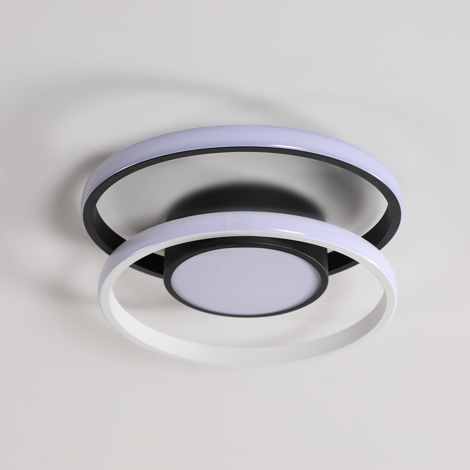 Ceiling Light - Black & White Metal Frame, Warm Light
