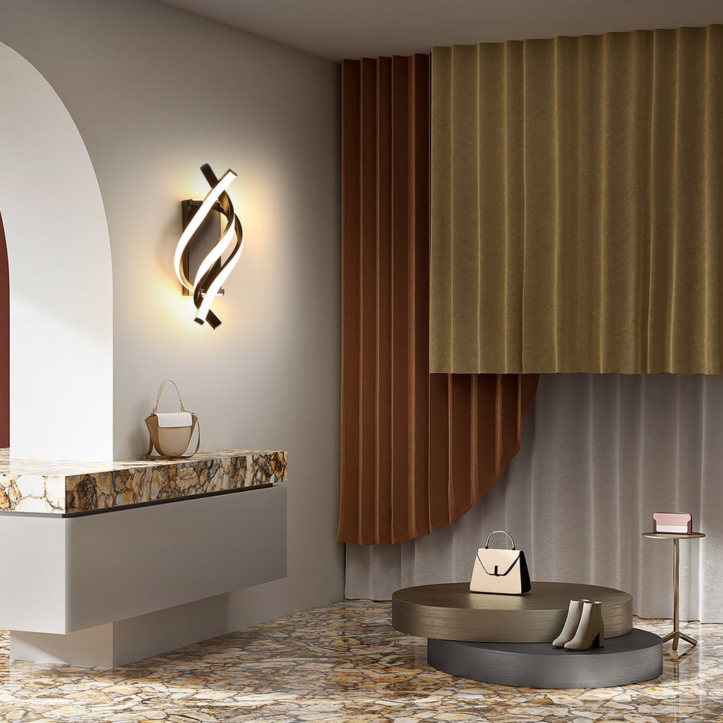 Applique - Telaio in alluminio nero, luce calda