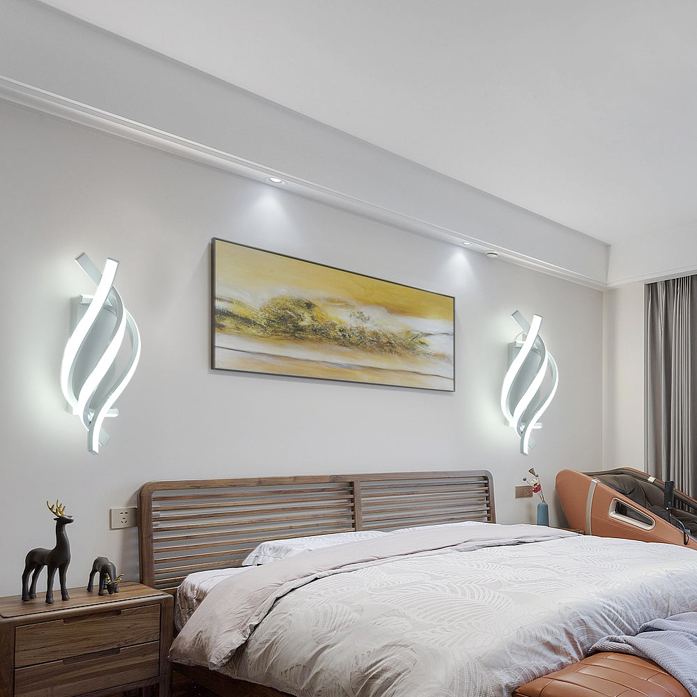 Applique da Parete - Struttura in Alluminio Bianco, Luce Bianca