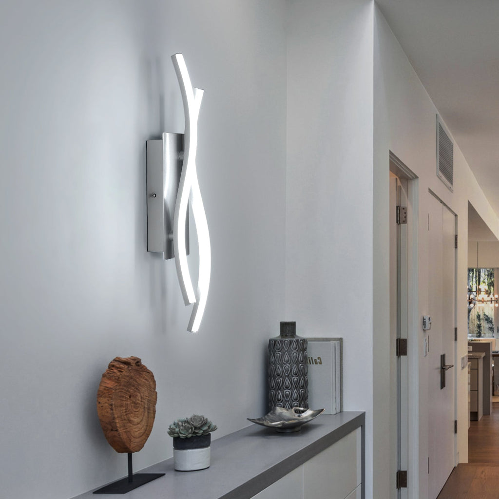 Applique - Telaio in Alluminio Argento, Luce Bianca