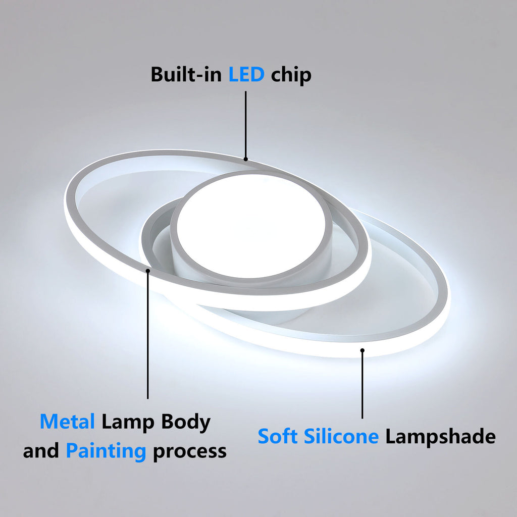 Ceiling Light - White Metal Frame, White Light