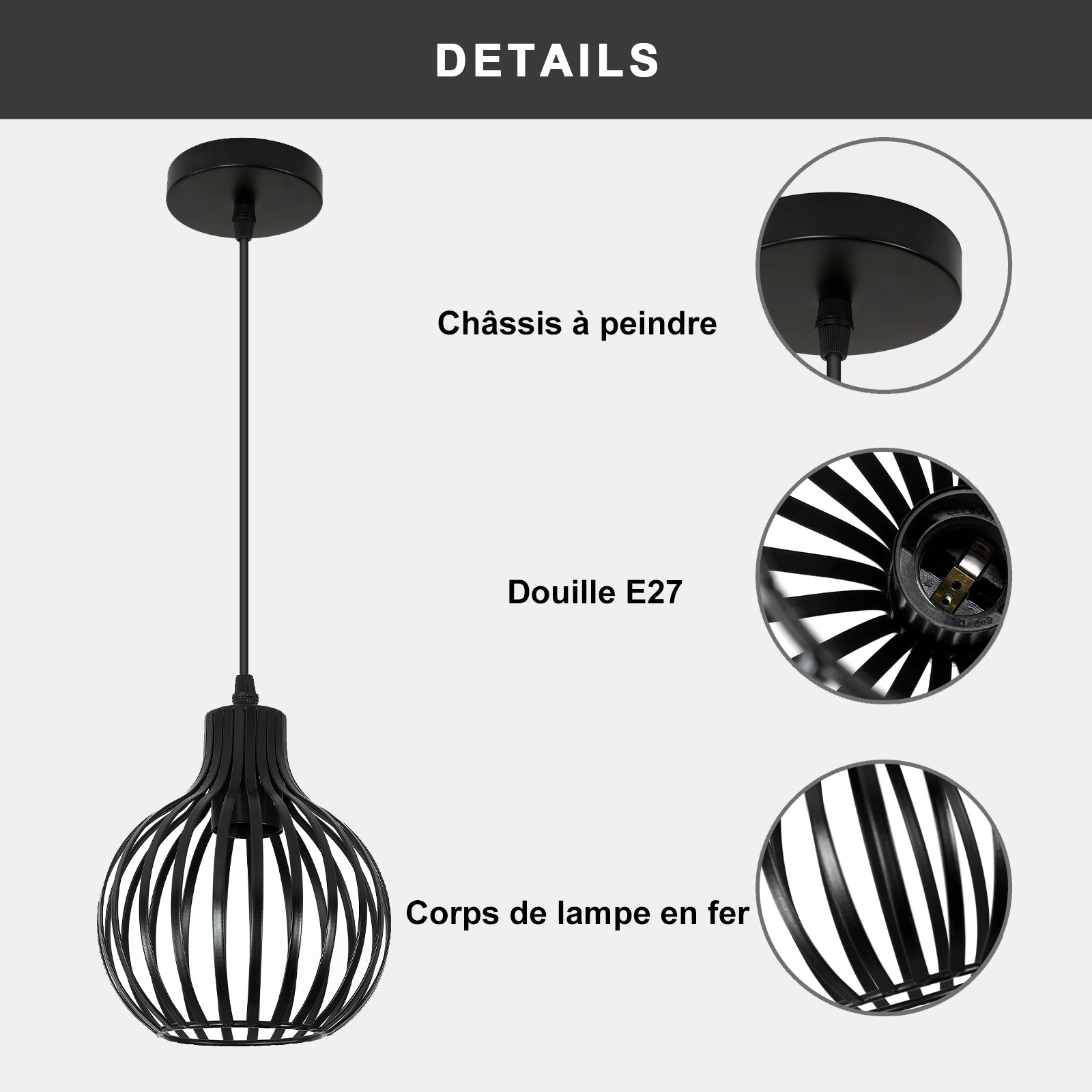 Chandeliers - Black Metal Frame