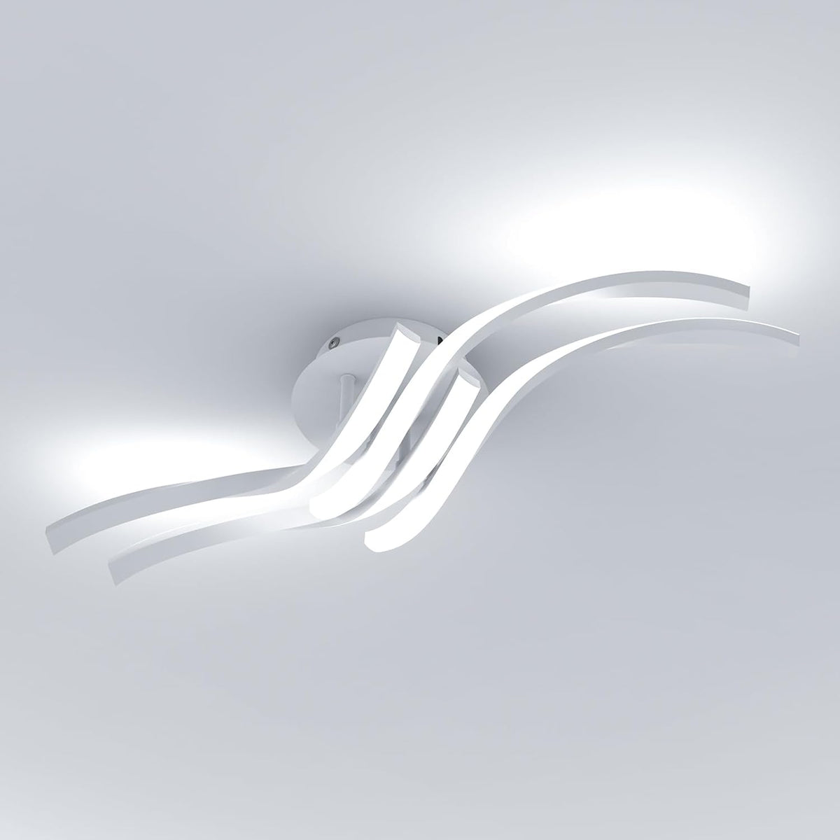 Comely Moderne LED Deckenlampe 45W 6500K, Deckenleuchte in Wei? mit Gebogenem Design, Wohnzimmerlampe und Schlafzimmerlampe f¨¹r K¨¹che, Einfache Installation und Nutzung