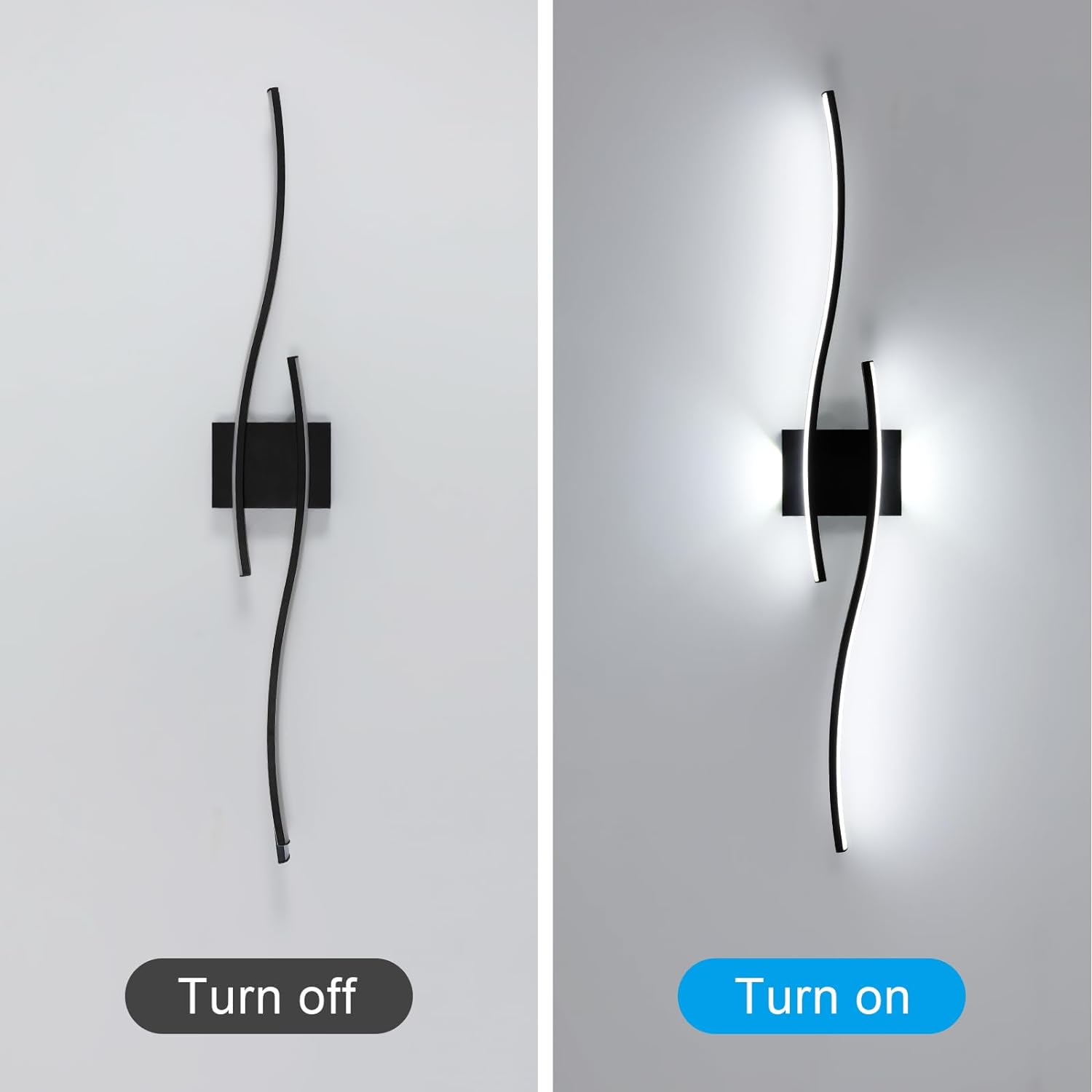 Lampada da parete - Telaio in alluminio nero, luce bianca