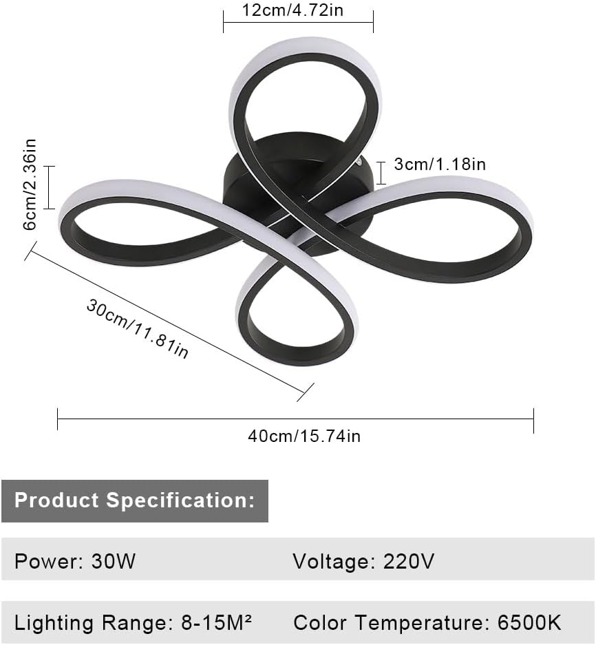 Ceiling Light - Black Aluminium Frame, White Light