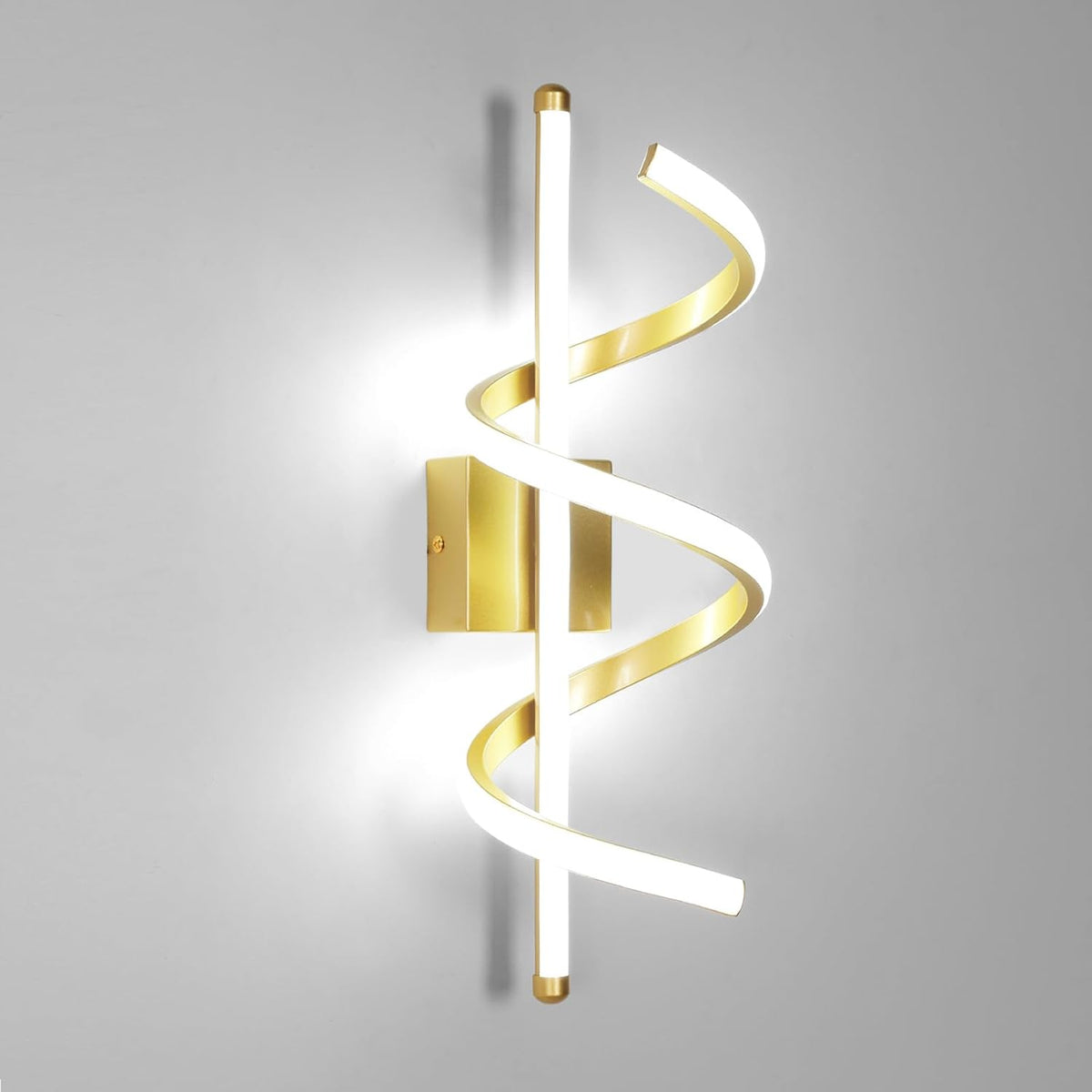 Comely Wall Light LED Indoor Modern, 26W Wall Lamp LED Gold, Creative Spiral Wall Lighting for Living Room, Corridor, Stairs, Cool White 6500K, 42CM