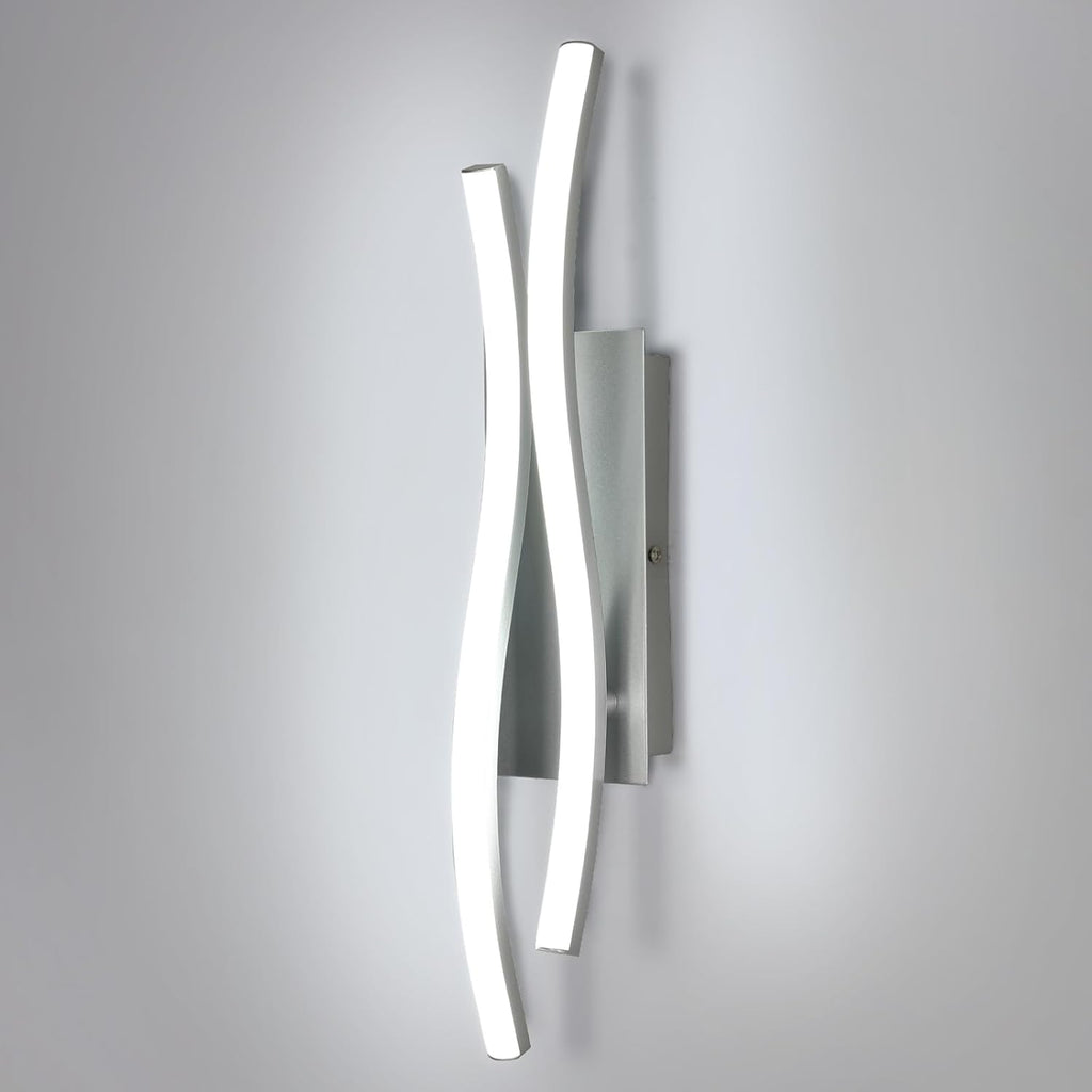 Applique - Telaio in Alluminio Argento, Luce Bianca