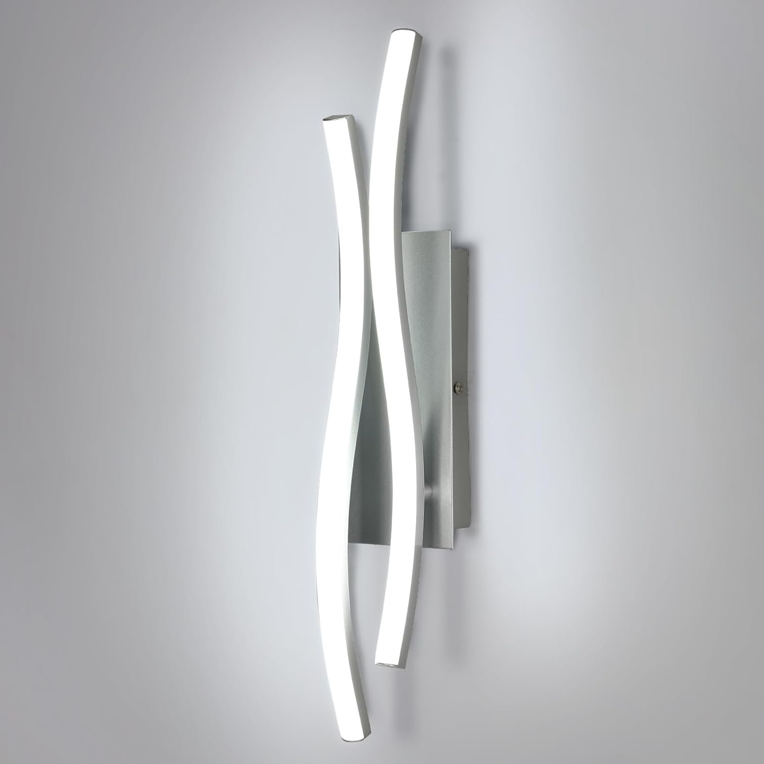 Applique - Telaio in Alluminio Argento, Luce Bianca