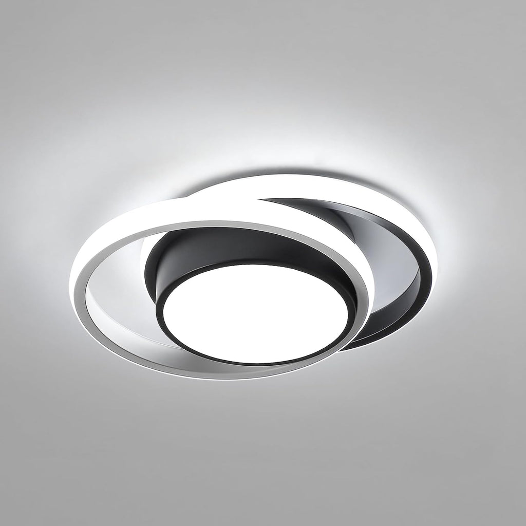 Comely Plafonnier LED, Rond Lampe de Plafond 32W, Moderne Luminaire Plafonnier pour Couloir Coucher Salle de Bains Cuisine Salon, Blanc Froid 6500K, Longueur 28cm, Nero