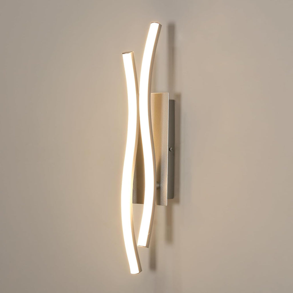 Applique - Telaio in alluminio color argento, luce calda