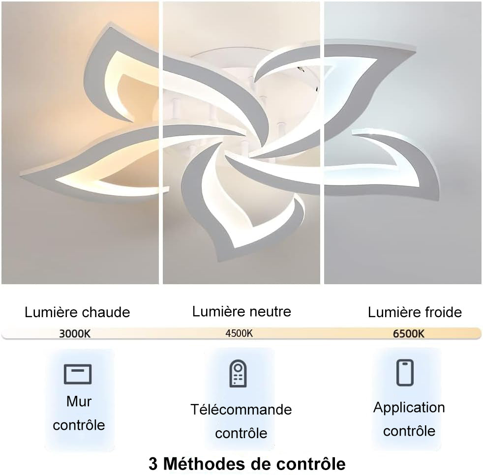 Comely Plafonnier LED Dimmable, Luminaire Plafonnier 40W 4700LM, Télécommande/APP, 3000k-6500k Φ60cm, Lampe de Plafond per Salon Chambre