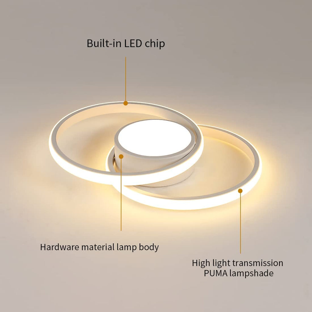 Ceiling Light - White Metal Frame, Warm Light