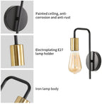 Wall Light - Black & Gold Metal Frame