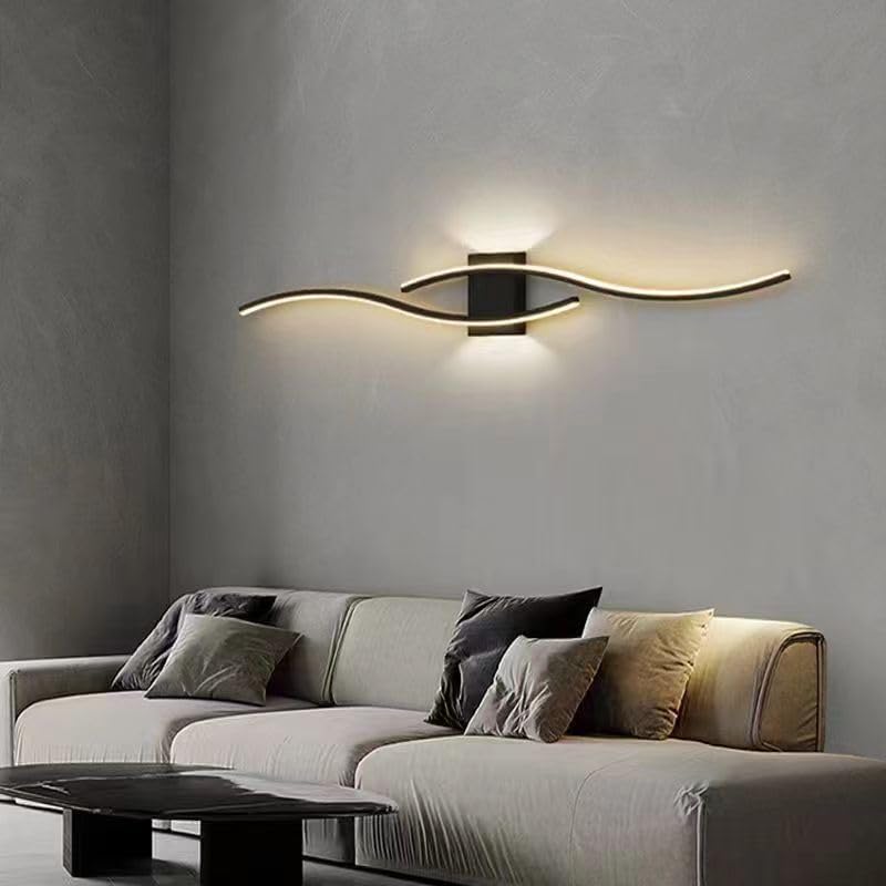 Applique - Telaio in alluminio nero, luce calda