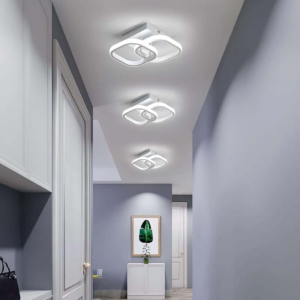 Comely Lot de 2 Plafonniers LED Modernes, 24W 2700LM Petit Plafonnier LED Carré Blanc Froid 6500K Luminaires Intérieur pour Chambre Salon Allée Couloir Balcon Escalier Entrée