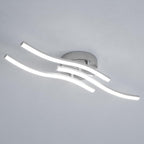 Comely Plafonnier Moderne, Argenté Elégant 3 Forme de Vague Luminaire Plafonnier Blanc Froid 6500k, Lampe LED Plafond pour Salon, Chambre à Coucher, Cuisine et Salle à Manger
