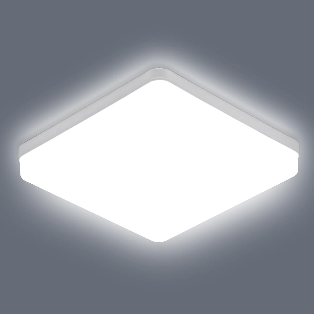 Ceiling Light - White Plastic Frame, White Light