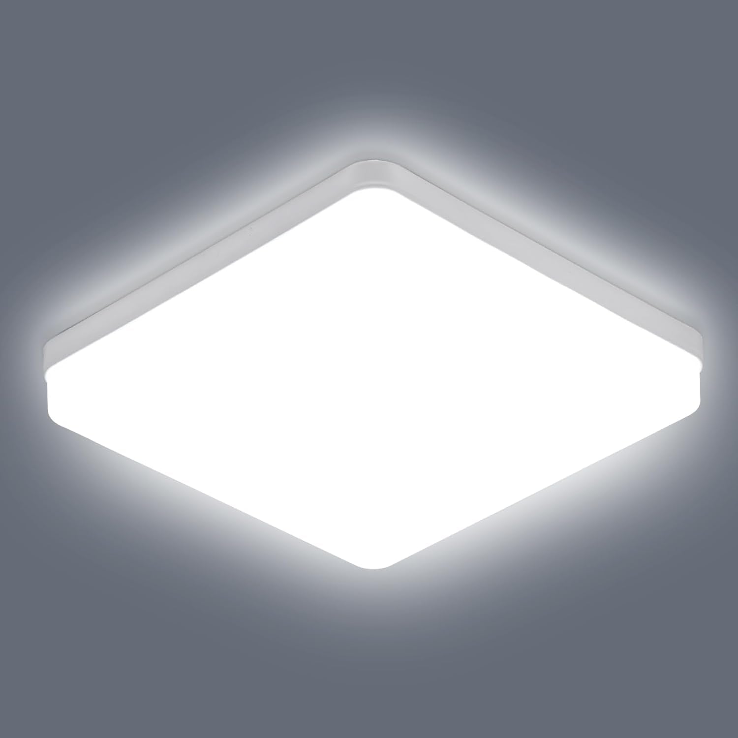 Ceiling Light - White Plastic Frame, White Light