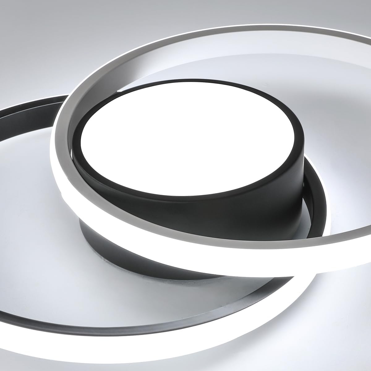 Ceiling Light - Black & White Metal Frame, White Light