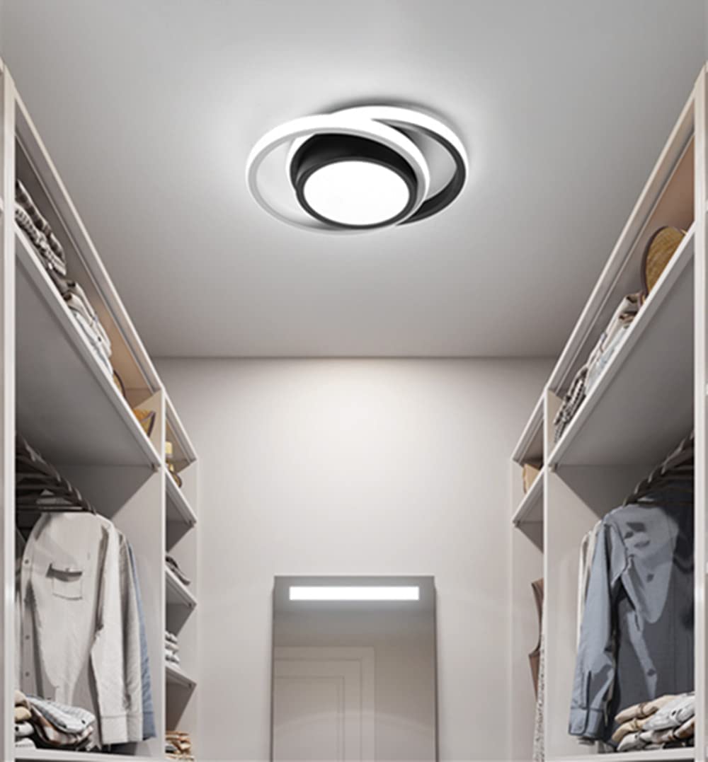 Comely Plafonnier LED, Rond Lampe de Plafond 32W, Moderne Luminaire Plafonnier pour Couloir Coucher Salle de Bains Cuisine Salon, Blanc Froid 6500K, Longueur 28cm, Nero