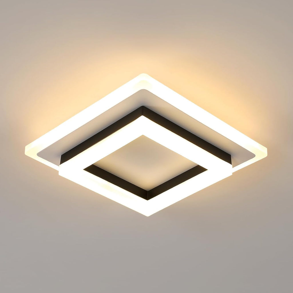 Ceiling Light - Black & White Acrylic Frame, Warm Light