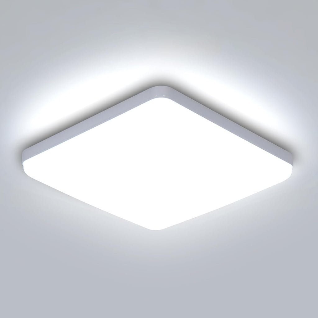 Ceiling Light - White Plastic Frame, White Light