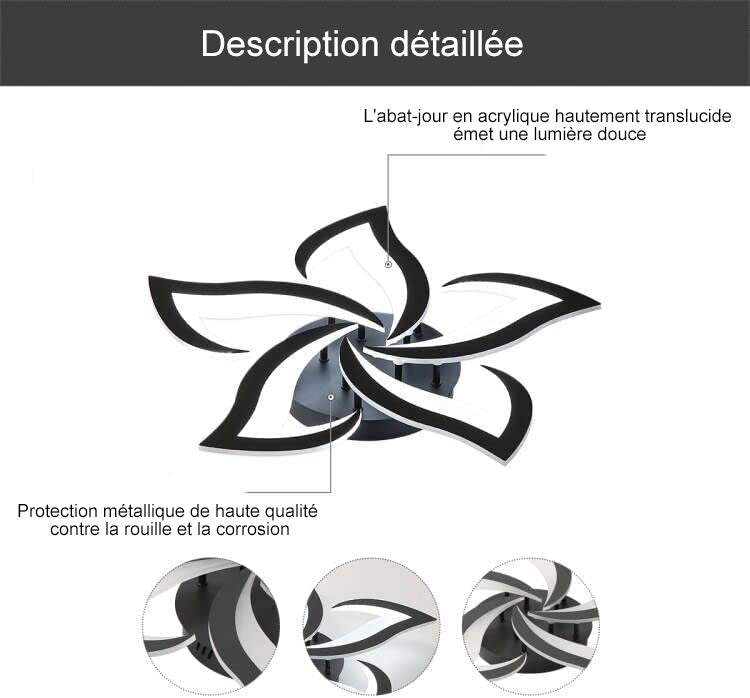 Ceiling Light - Black Acrylic Frame, White Light