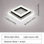 Ceiling Light - Black & White Acrylic Frame, White Light