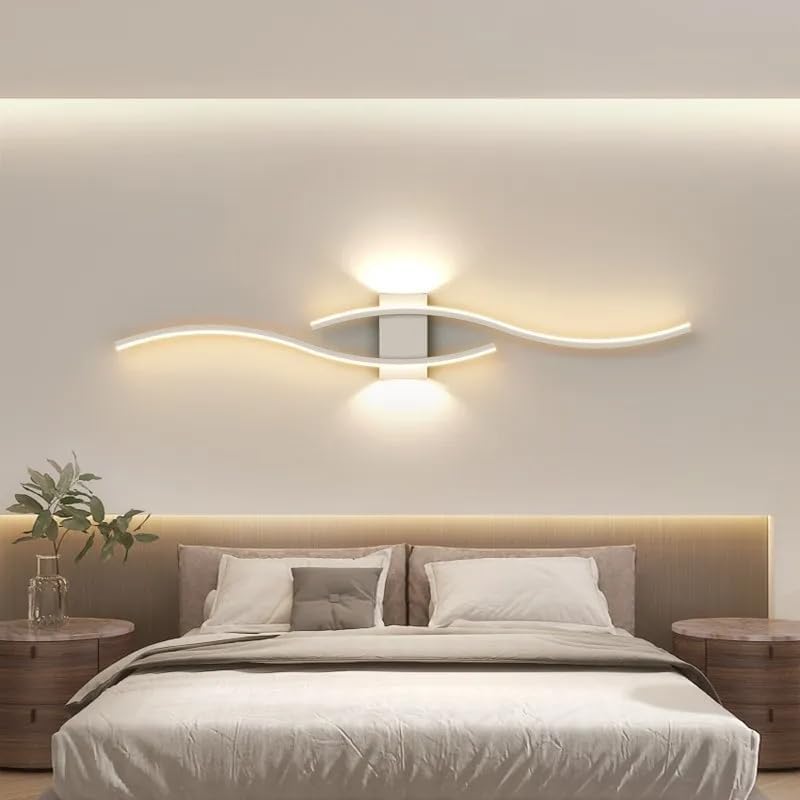 Comely LED Wandleuchte Innen, 27W 3000LM Wandlampe LED Innen Curve Design, Wei? Flurlampe Wand Belechtung f¨¹r Schlafzimmer, Arbeitszimmer, Wohnzimmer, Warmes Wei? 3000K