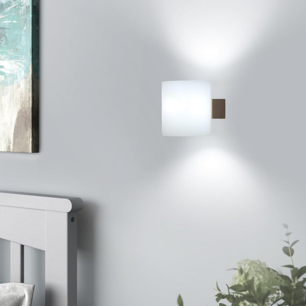 Comely Applique Murale Intérieure Bois, 2 Pièces Lampe Murale E27 Rétro en Verre Lampe de Chevet pour Chambre Salon Couloir Escalier Cafétéria