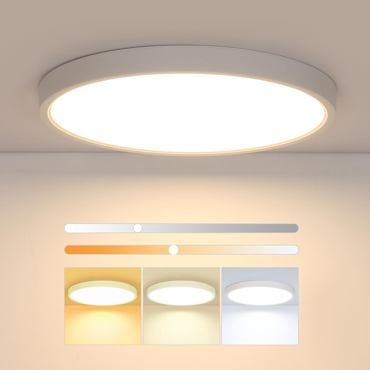 Ceiling Light - White Plastic Frame, Tunable and Dimmable
